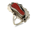 Navajo Ring 925 Silver Mediterranean Coral Artist Signed Justin Morris C.80's