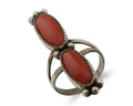 Navajo Ring 925 Silver Mediterranean Coral Native American Artist C.80's