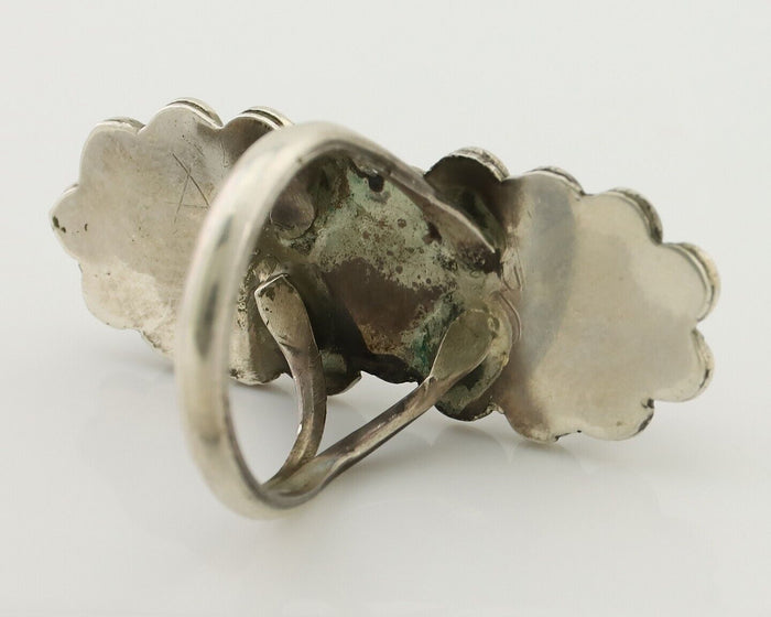 Navajo Ring 925 Silver Mediterranean Coral Native American Artist C.80's