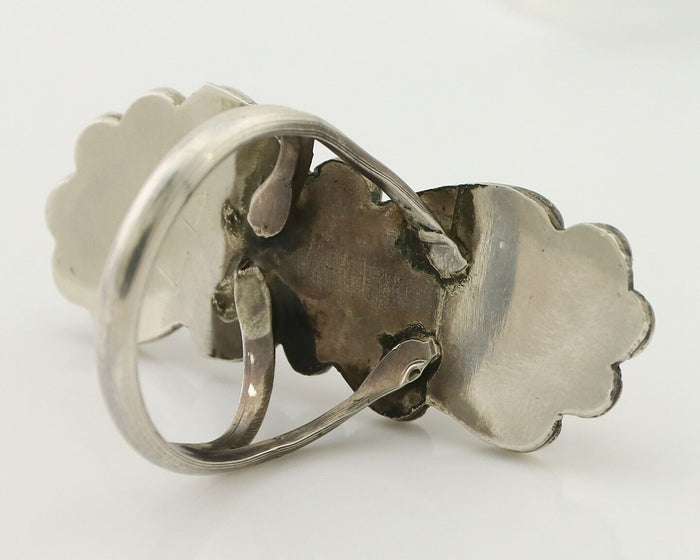 Navajo Ring 925 Silver Mediterranean Coral Native American Artist C.80's