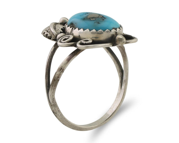 Navajo Ring 925 Silver Morenci Tuquoise Native American Artist C.80's