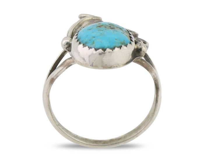 Navajo Ring 925 Silver Morenci Tuquoise Native American Artist C.80's