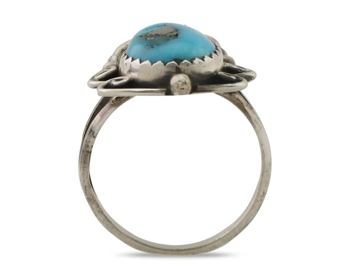 Navajo Ring 925 Silver Morenci Tuquoise Native American Artist C.80's