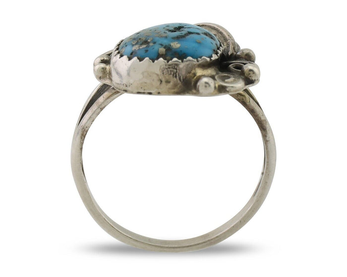 Navajo Ring 925 Silver Morenci Tuquoise Native American Artist C.80's