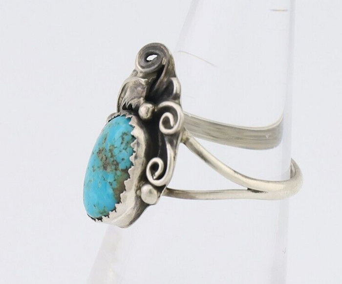 Navajo Ring 925 Silver Morenci Tuquoise Native American Artist C.80's