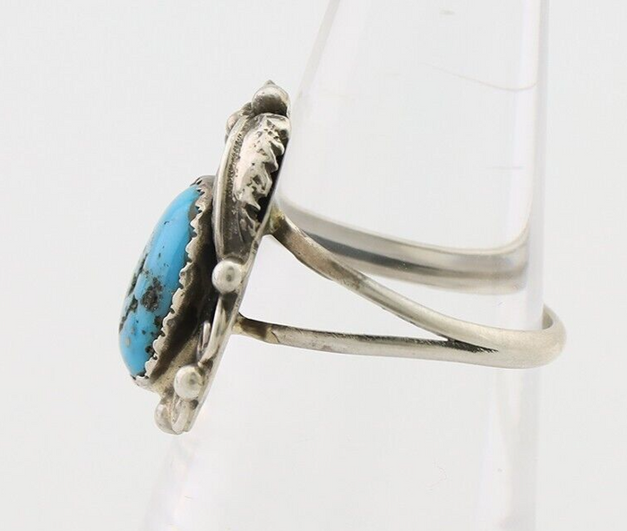 Navajo Ring 925 Silver Morenci Tuquoise Native American Artist C.80's