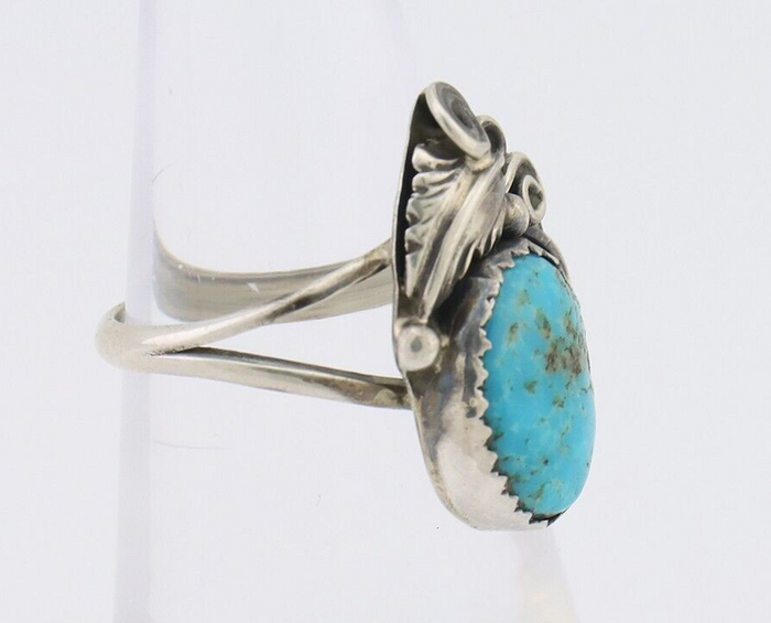 Navajo Ring 925 Silver Morenci Tuquoise Native American Artist C.80's