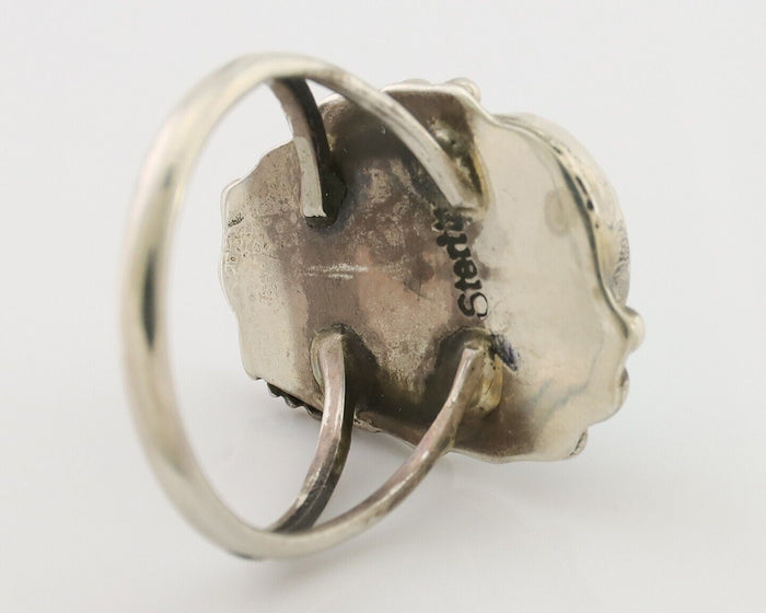 Navajo Ring 925 Silver Morenci Tuquoise Native American Artist C.80's