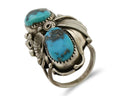 Navajo Ring 925 Silver Morenci Turquoise Native American Artist C.80's