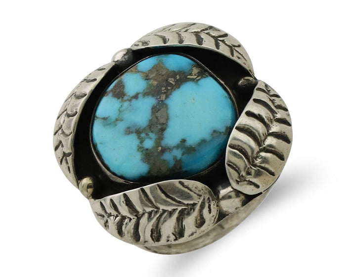 Navajo Ring 925 Silver Morenci Turquoise Native American Artist C.80's