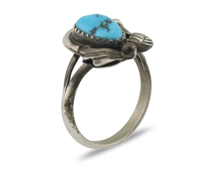 Navajo Ring 925 Silver Morenci Turquoise Native American Artist C.80's