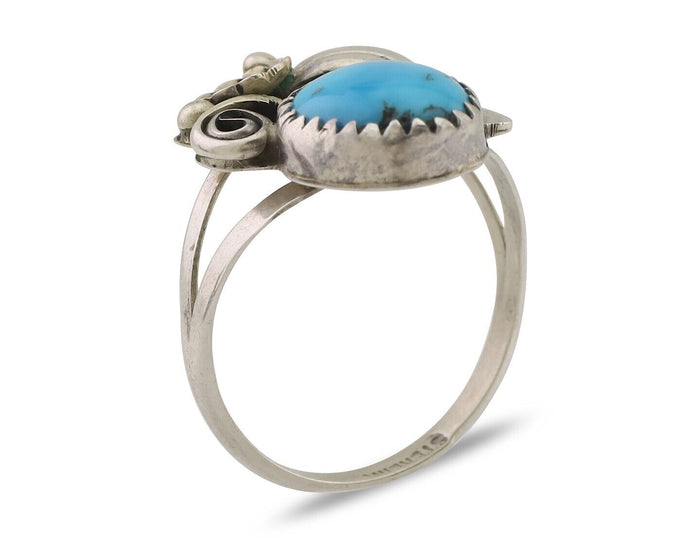 Navajo Ring 925 Silver Morenci Turquoise Native American Artist C.80's