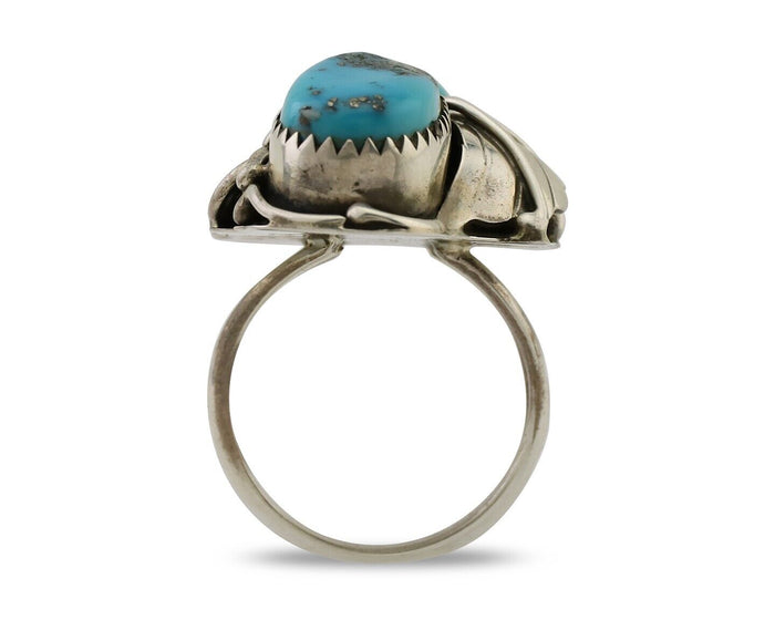 Navajo Ring 925 Silver Morenci Turquoise Native American Artist C.80's