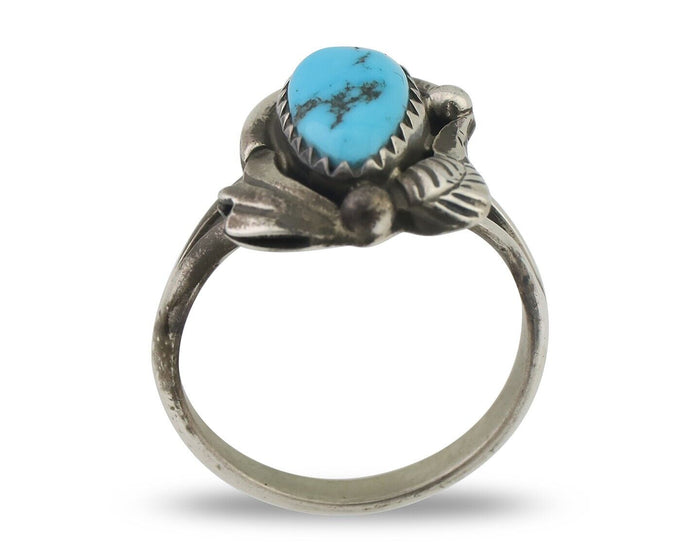 Navajo Ring 925 Silver Morenci Turquoise Native American Artist C.80's