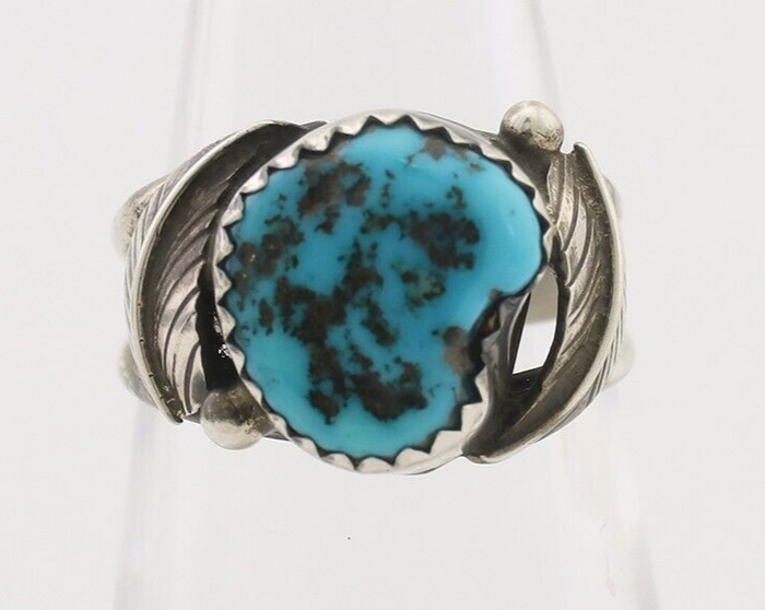 Navajo Ring 925 Silver Morenci Turquoise Native American Artist C.80's