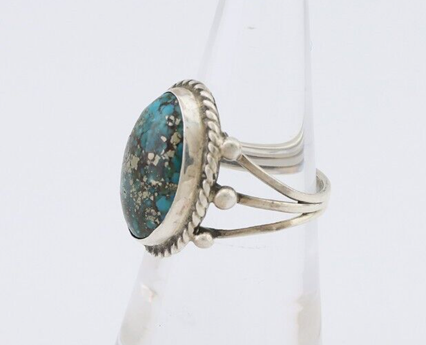 Navajo Ring 925 Silver Morenci Turquoise Native American Artist C.80's