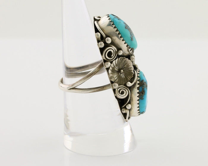 Navajo Ring 925 Silver Morenci Turquoise Native American Artist C.80's