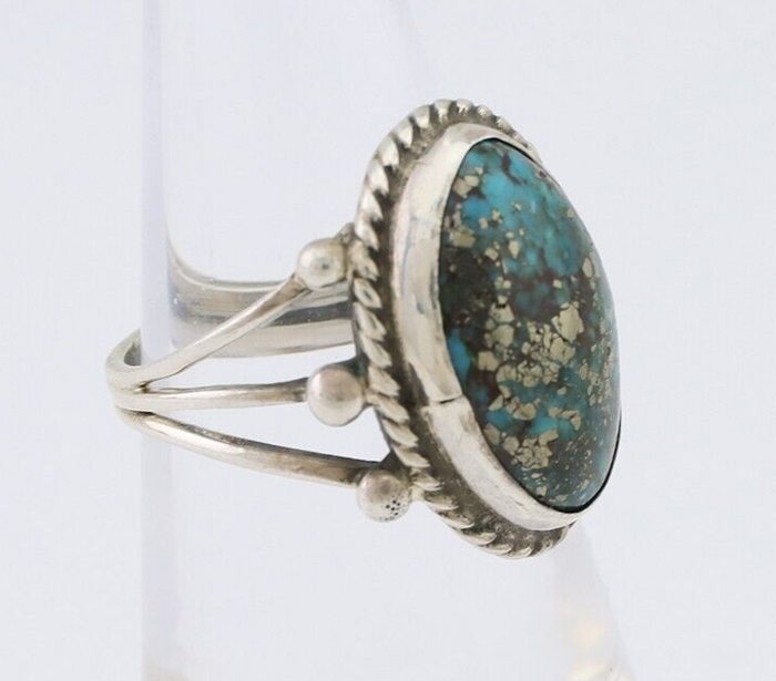 Navajo Ring 925 Silver Morenci Turquoise Native American Artist C.80's