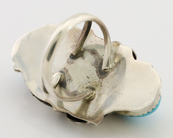 Navajo Ring 925 Silver Morenci Turquoise Native American Artist C.80's