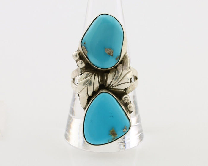 Navajo Ring 925 Silver Morenci Turquoise Signed B C.80's