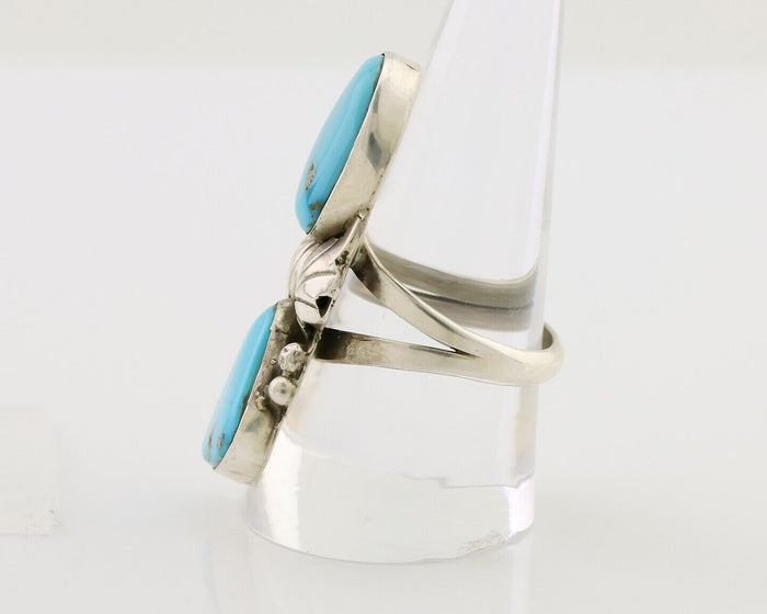 Navajo Ring 925 Silver Morenci Turquoise Signed B C.80's