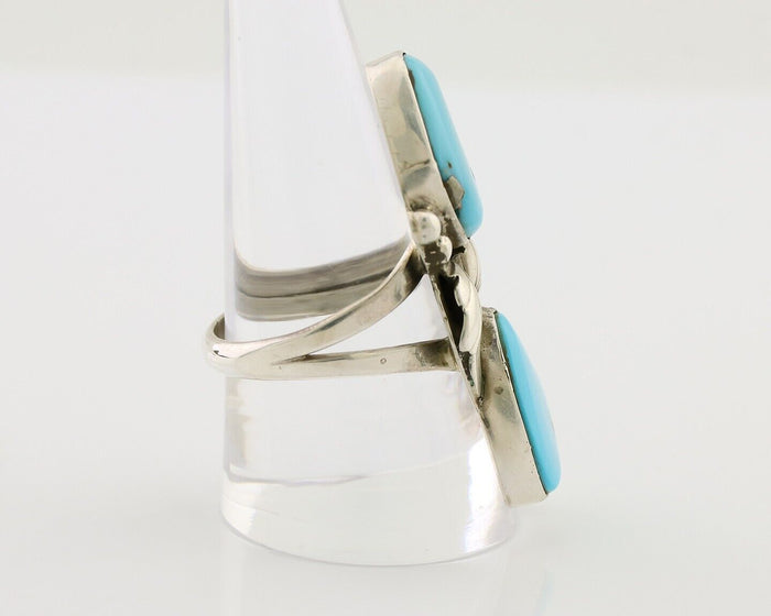 Navajo Ring 925 Silver Morenci Turquoise Signed B C.80's
