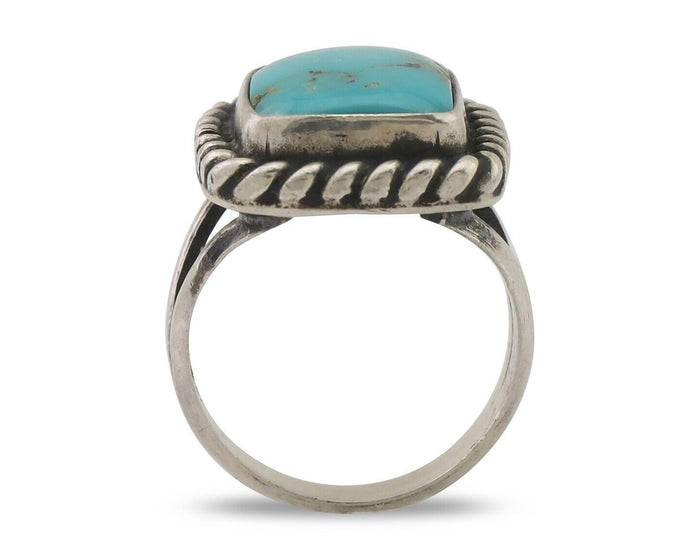 Navajo Ring 925 Silver Mountain Turquoise Artist Signed Apache Mfg C.80's