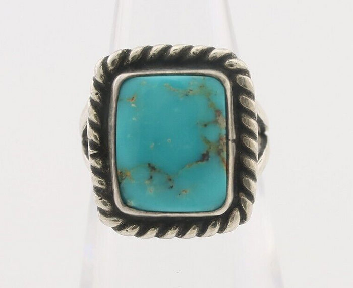 Navajo Ring 925 Silver Mountain Turquoise Artist Signed Apache Mfg C.80's