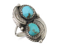 Navajo Ring 925 Silver Natural Blue Gem Turquoise Artist Signed MC C.80's