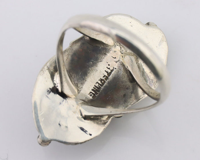 Navajo Ring 925 Silver Natural Blue Gem Turquoise Artist Signed MC C.80's