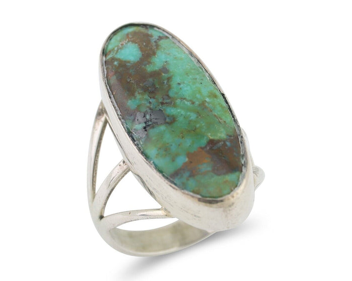 Navajo Ring 925 Silver Natural Blue Gem Turquoise Native American Artist C.80's