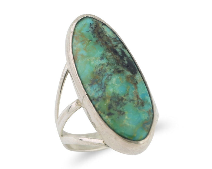 Navajo Ring 925 Silver Natural Blue Gem Turquoise Native American Artist C.80's