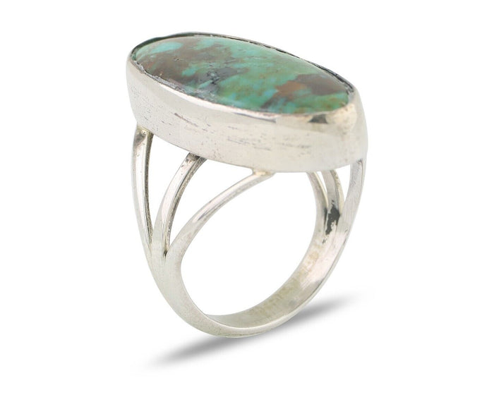 Navajo Ring 925 Silver Natural Blue Gem Turquoise Native American Artist C.80's