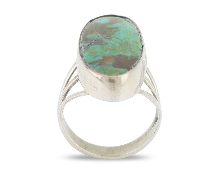 Navajo Ring 925 Silver Natural Blue Gem Turquoise Native American Artist C.80's