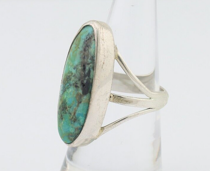 Navajo Ring 925 Silver Natural Blue Gem Turquoise Native American Artist C.80's