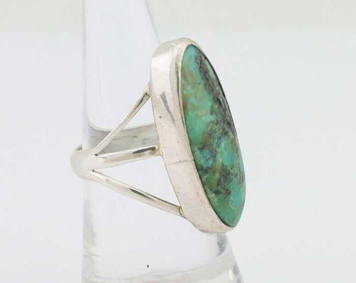 Navajo Ring 925 Silver Natural Blue Gem Turquoise Native American Artist C.80's