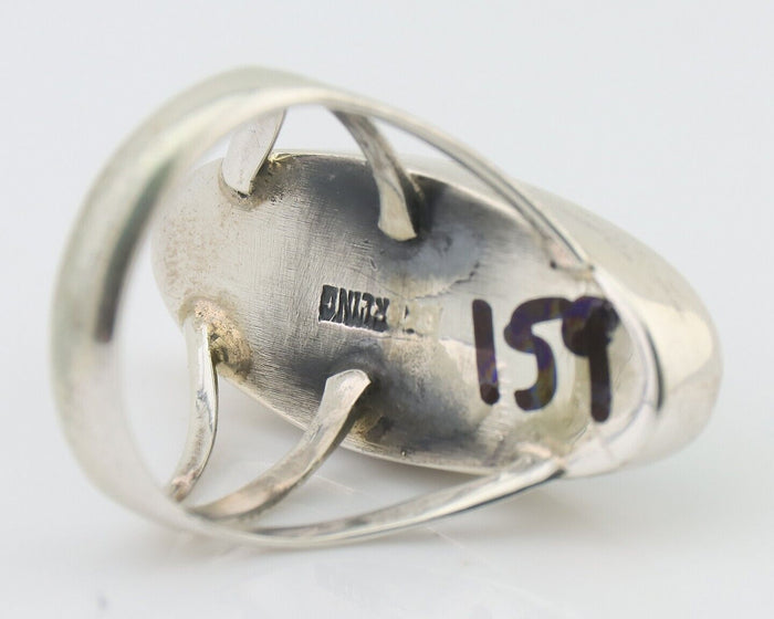 Navajo Ring 925 Silver Natural Blue Gem Turquoise Native American Artist C.80's