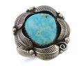 Navajo Ring 925 Silver Natural Blue Gem Turquoise Native Artist Signed PB C.80's