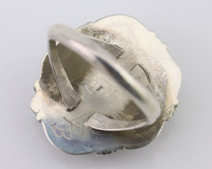 Navajo Ring 925 Silver Natural Blue Gem Turquoise Native Artist Signed PB C.80's
