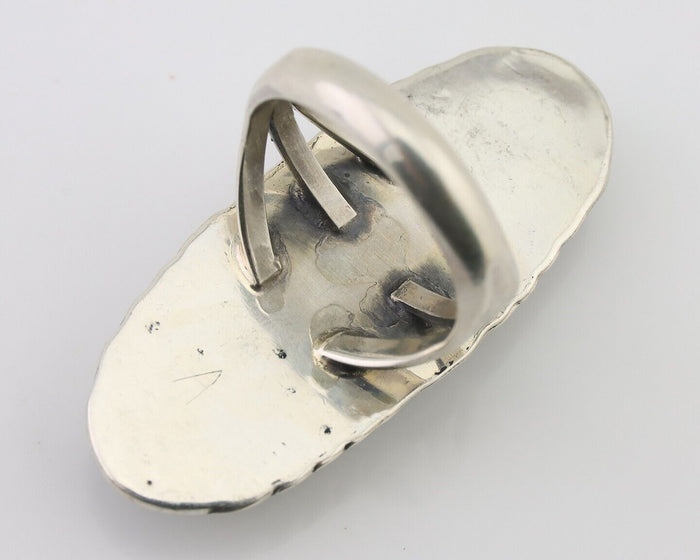 Navajo Ring 925 Silver Natural Blue Gem Turquoise Signed USA C.80's