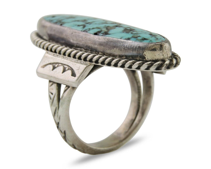 Navajo Ring 925 Silver Natural Blue Green Turquoise Fred Guerro C.80's