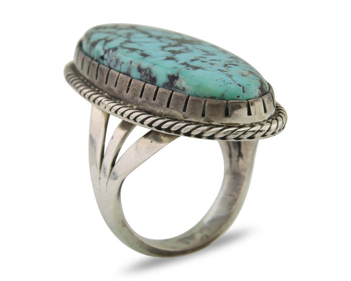 Navajo Ring 925 Silver Natural Blue Green Turquoise Fred Guerro C.80's