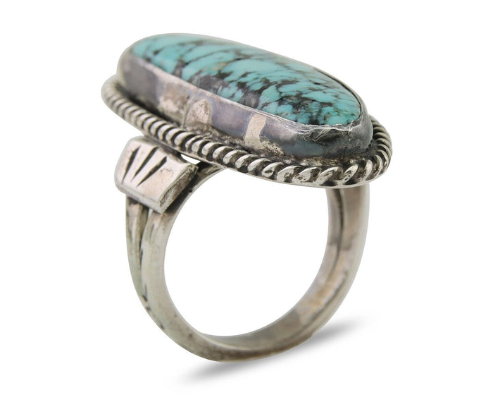Navajo Ring 925 Silver Natural Blue Green Turquoise Fred Guerro C.80's