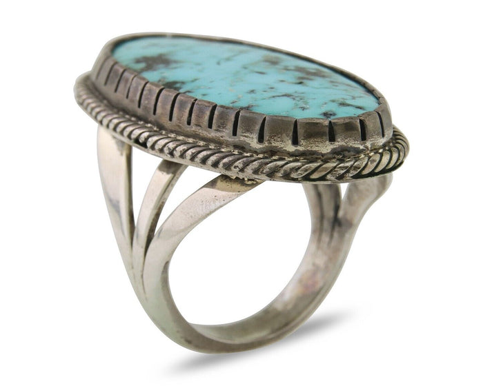 Navajo Ring 925 Silver Natural Blue Green Turquoise Fred Guerro C.80's