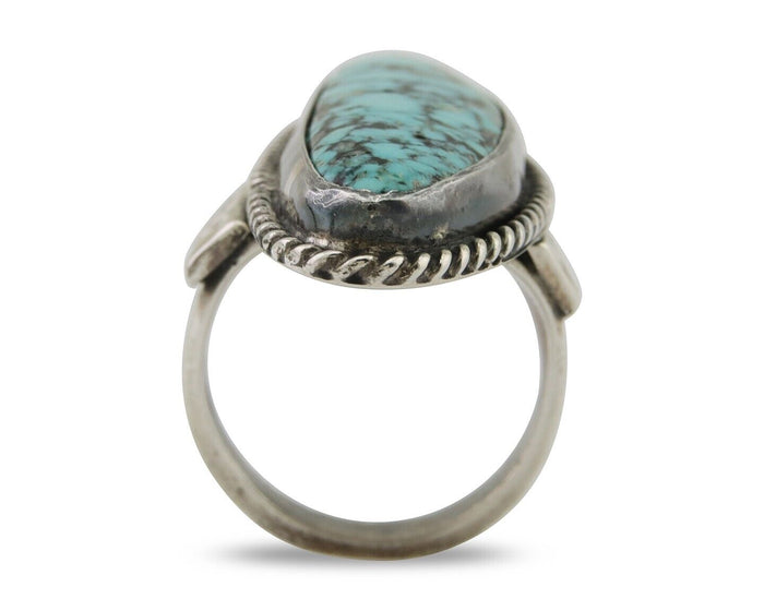 Navajo Ring 925 Silver Natural Blue Green Turquoise Fred Guerro C.80's