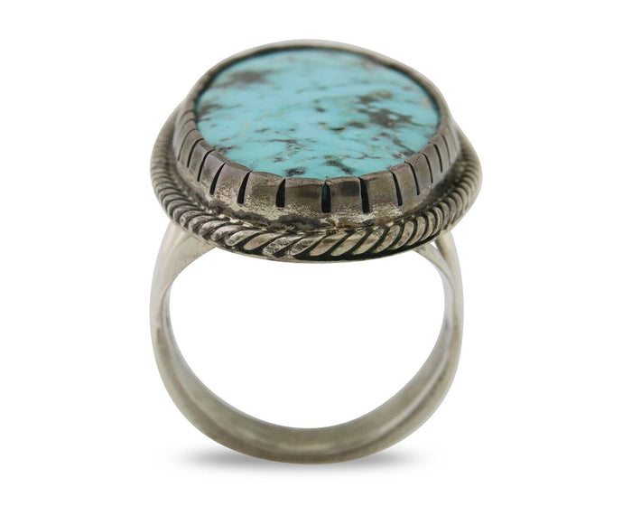Navajo Ring 925 Silver Natural Blue Green Turquoise Fred Guerro C.80's