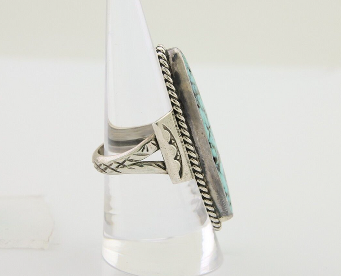 Navajo Ring 925 Silver Natural Blue Green Turquoise Fred Guerro C.80's