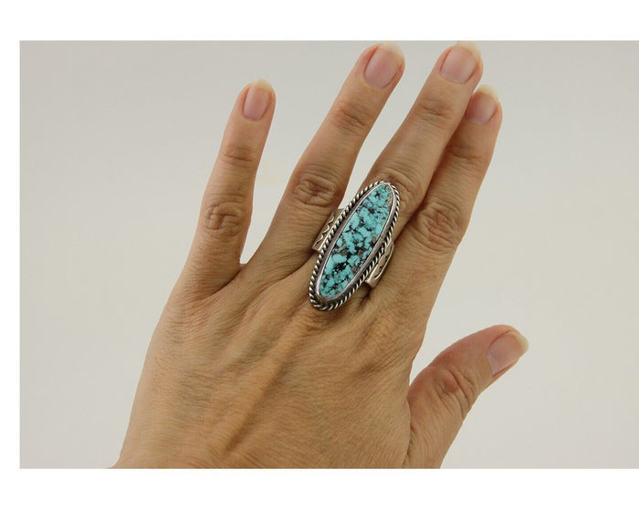 Navajo Ring 925 Silver Natural Blue Green Turquoise Fred Guerro C.80's