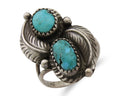 Navajo Ring 925 Silver Natural Blue Green Turquoise Signed MC C.80's