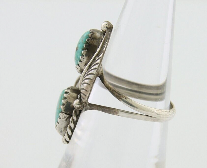 Navajo Ring 925 Silver Natural Blue Green Turquoise Signed MC C.80's